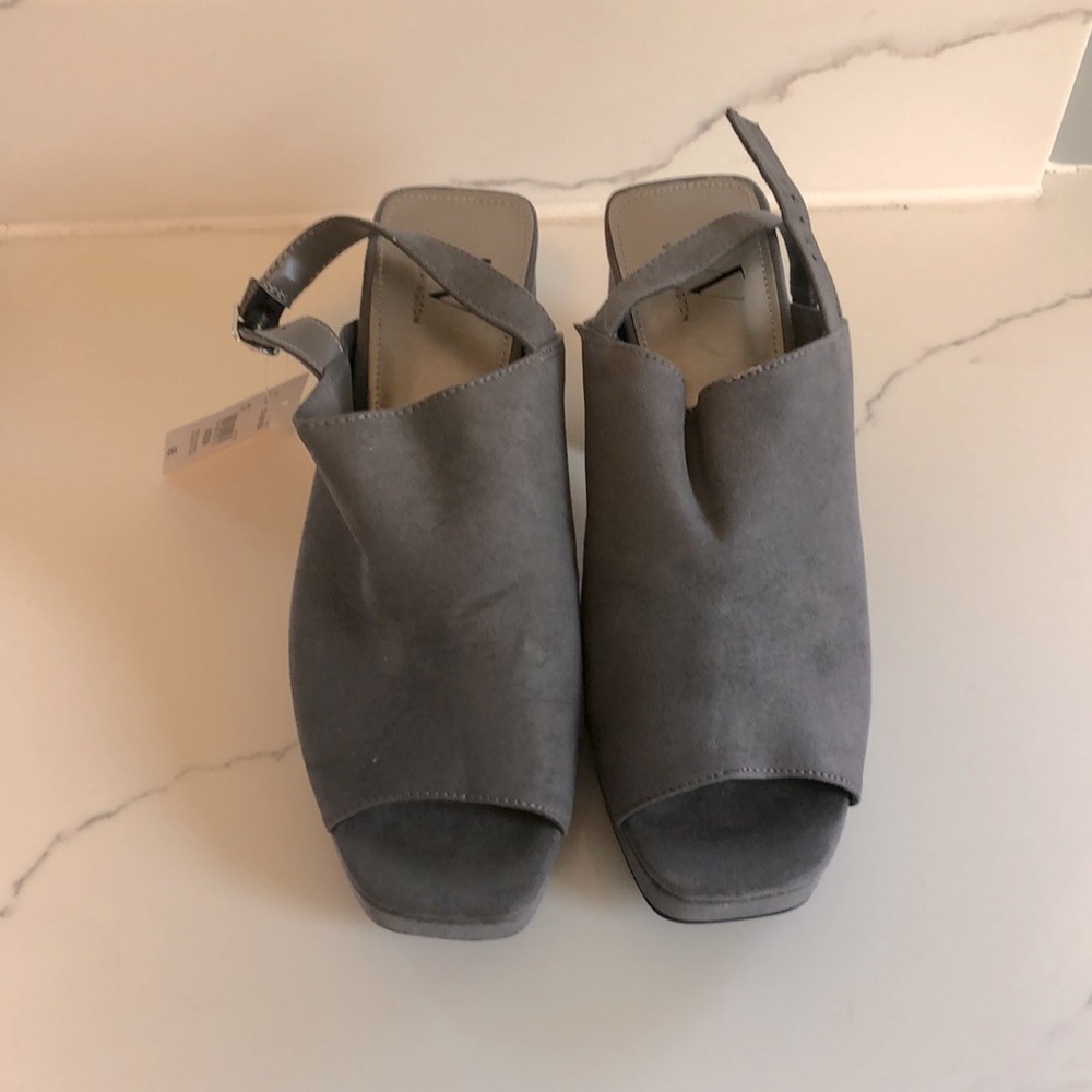 Grey wedge heels